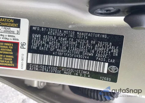 2015 Toyota Camry Le from USA, damaged, VIN 4T1BF1FK5FU490244